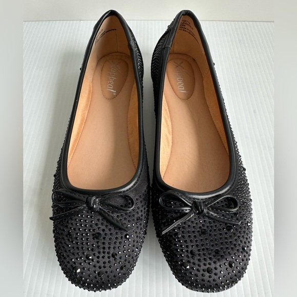 Xappeal Lennon Crystal Black Ballet Flats Bow Detail Size 8.5 - Picture 2 of 10